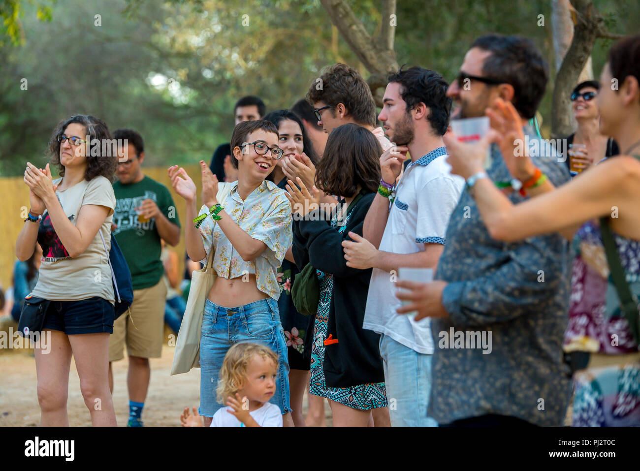 BARCELONA - JUL 3: People at Vida Festival on July 3, 2016 in Barcelona, Spain. Stock Photo