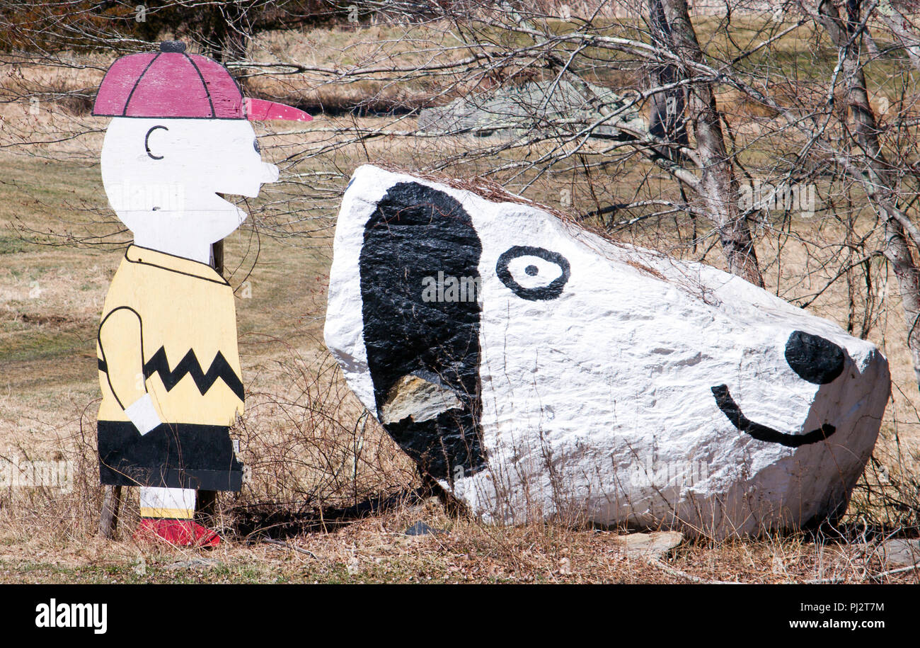 Snnopy Rock and Charlie Brown in Preston Connecticut Stock Photo