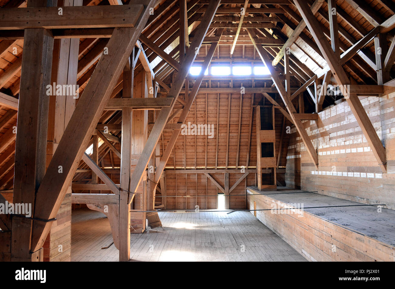 Interior of barn, Ministers Island, New Brunswick Stock Photo Alamy