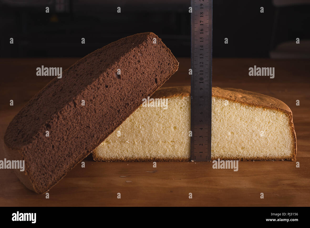 Cake height measured by meter Stock Photo