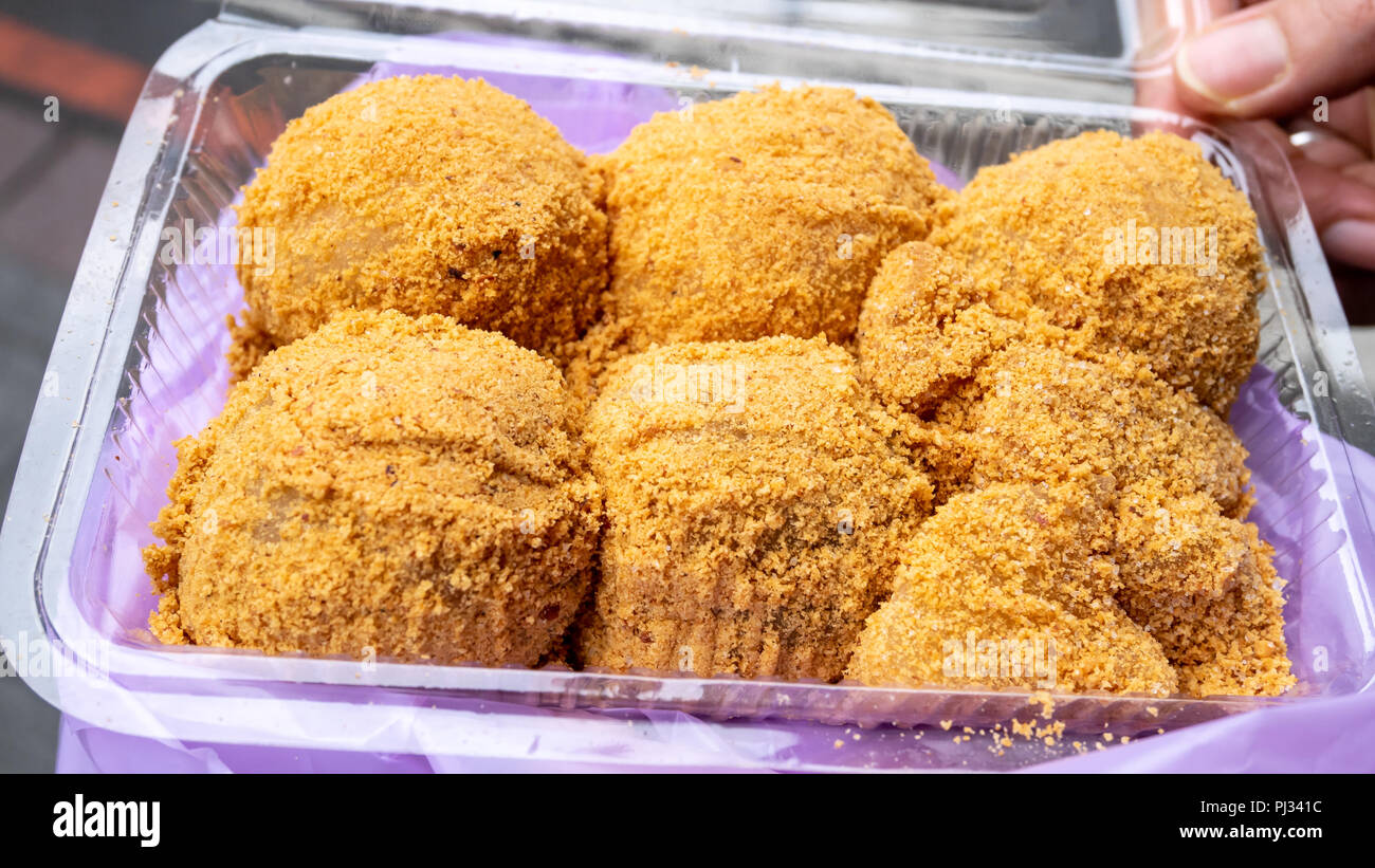 The close up of Taiwan tempura soup (Taiwanese food style) in Taipei