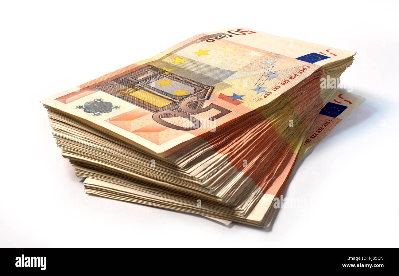 Stack of 50 euro notes Stock Photo