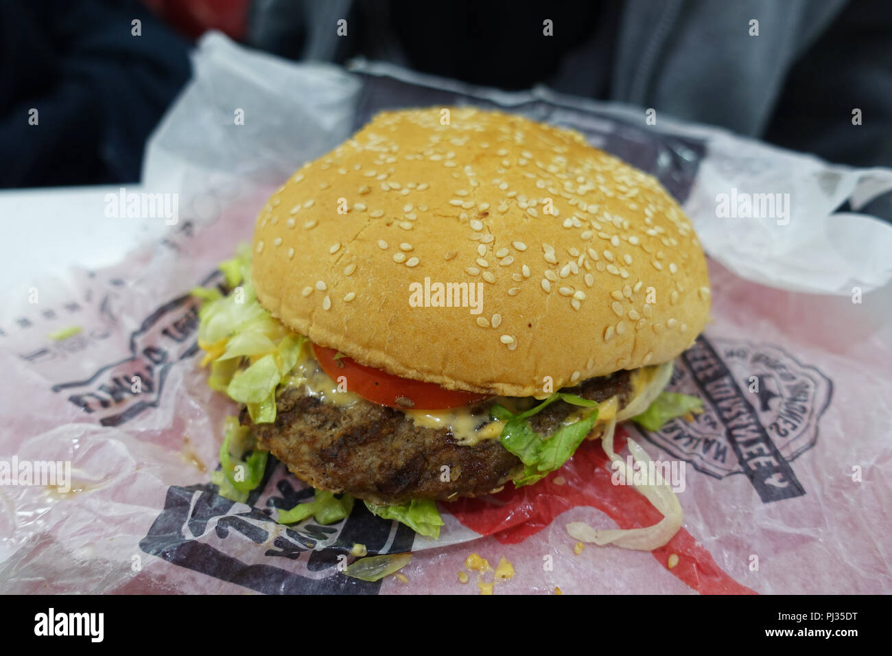 Australian fast food Hungry Jack's (Burger King) beef burger Stock Photo