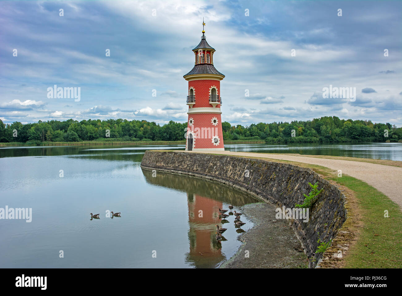 MORITZBURG, GERMANY - AUGUST 21: Lighthouse in the public park of the castle of Moritzburg, Germnay on August 21, 2018. Stock Photo