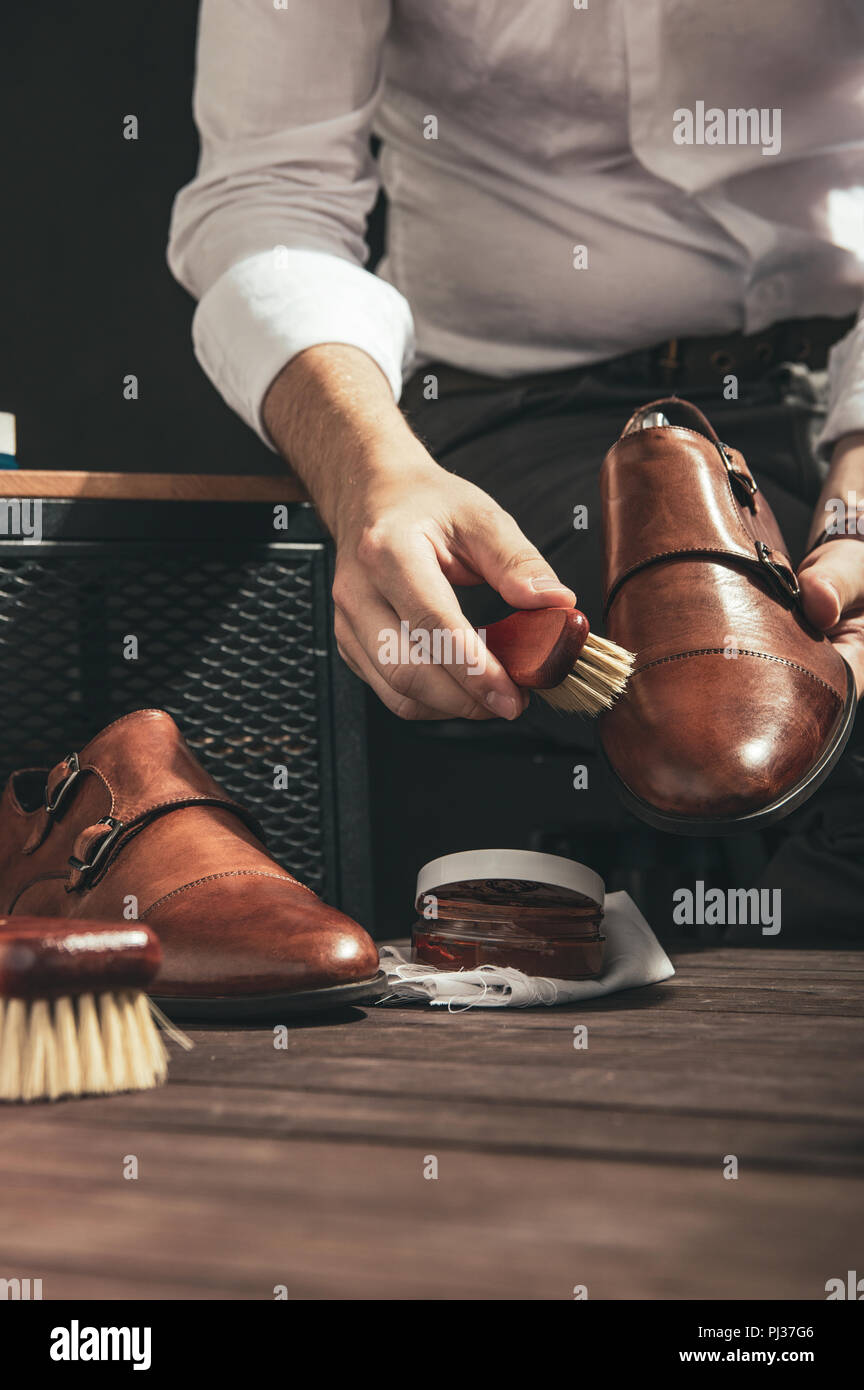 Shoe Cleaning High Resolution Stock 
