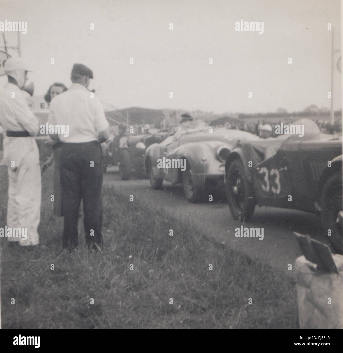 Vintage 1954 Photograph of Racing Cars Lining Up For Race No 3 at Snetterton, Norfolk Stock Photo