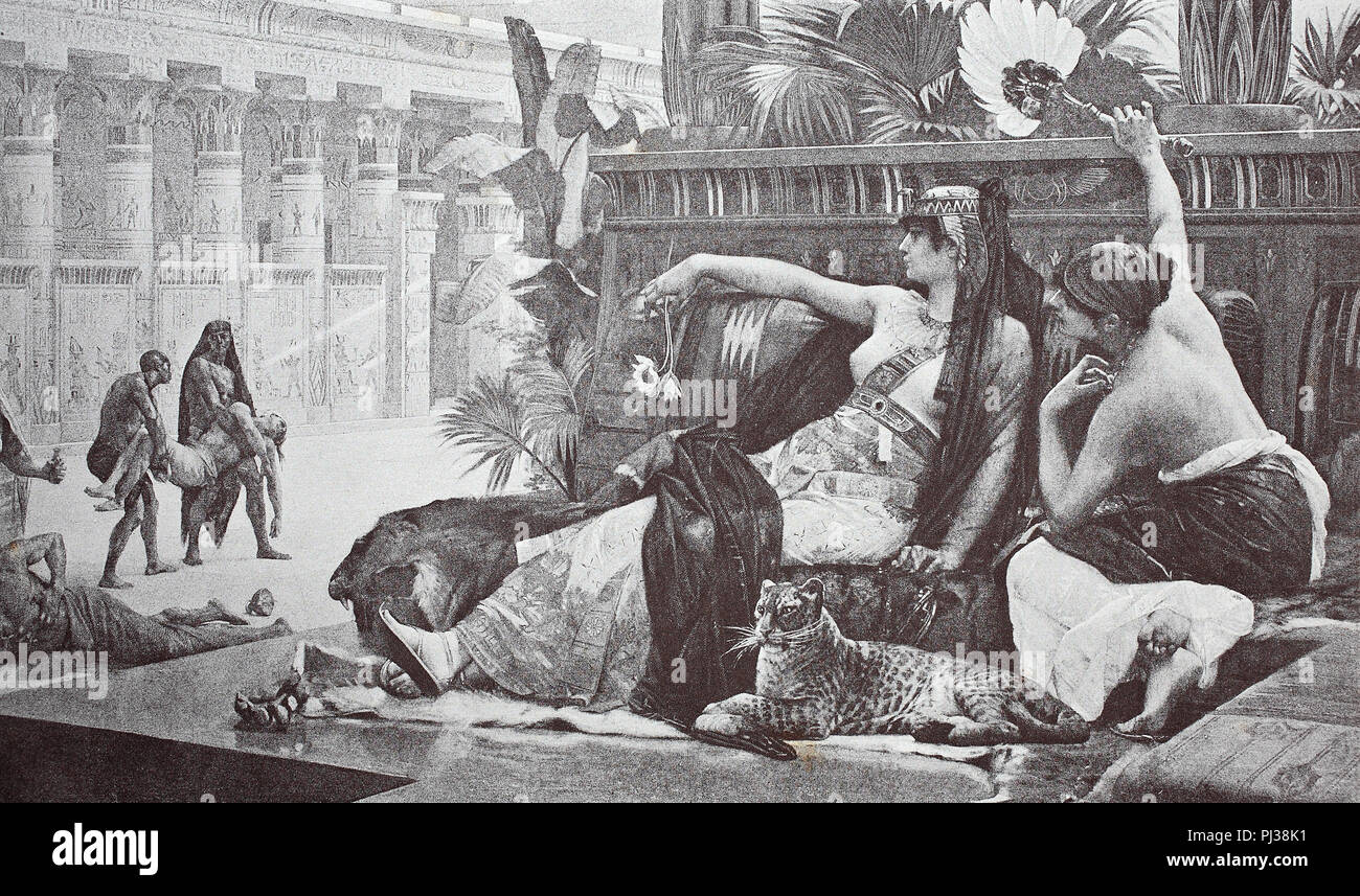 Cleopatra VII Philopator was the last active ruler of the Ptolemaic Kingdom of Egypt, digital improved reproduction of an original from the year 1895 Stock Photo