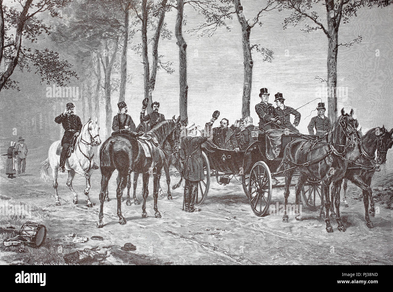 the meeting of bismarck and napoleon, digital improved reproduction of