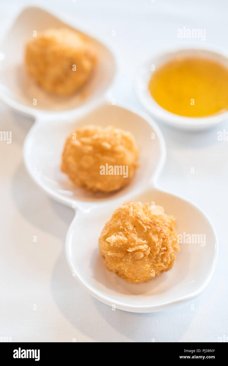 Chinese dim sum Fried Shrimp ball Chinese groumet cuisine Stock Photo