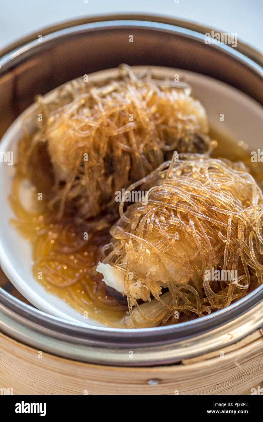 Chinese dim sum Sea Bass with vermicelli Steamed Chinese groumet