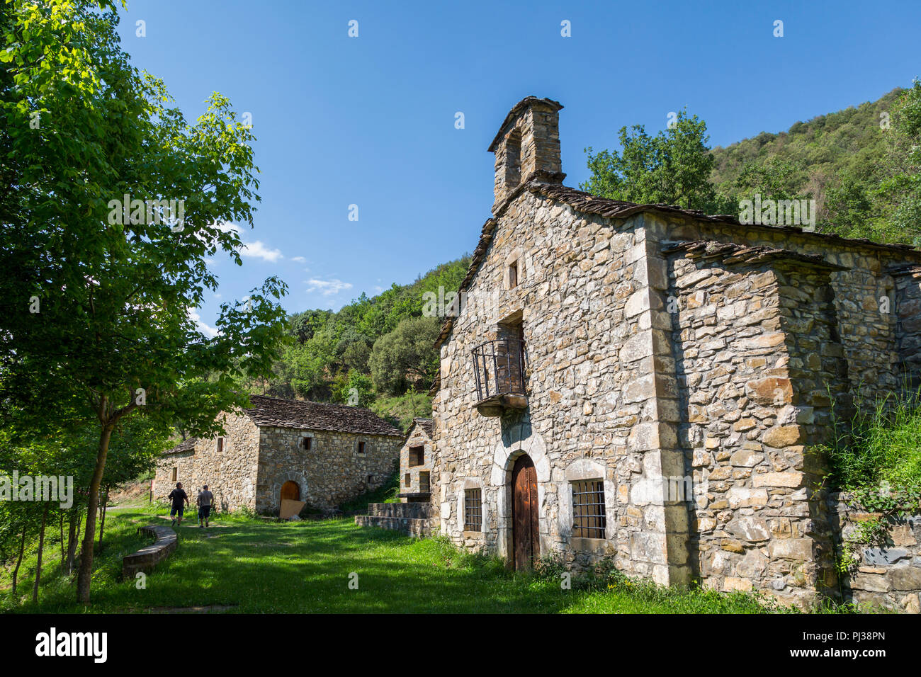 The hermitage of Fuensanta near Laspuña, or A Espunya, Huesca Province, Aragon, Spain.  The hermitage dates from the 17th century.  The smaller buildi Stock Photo