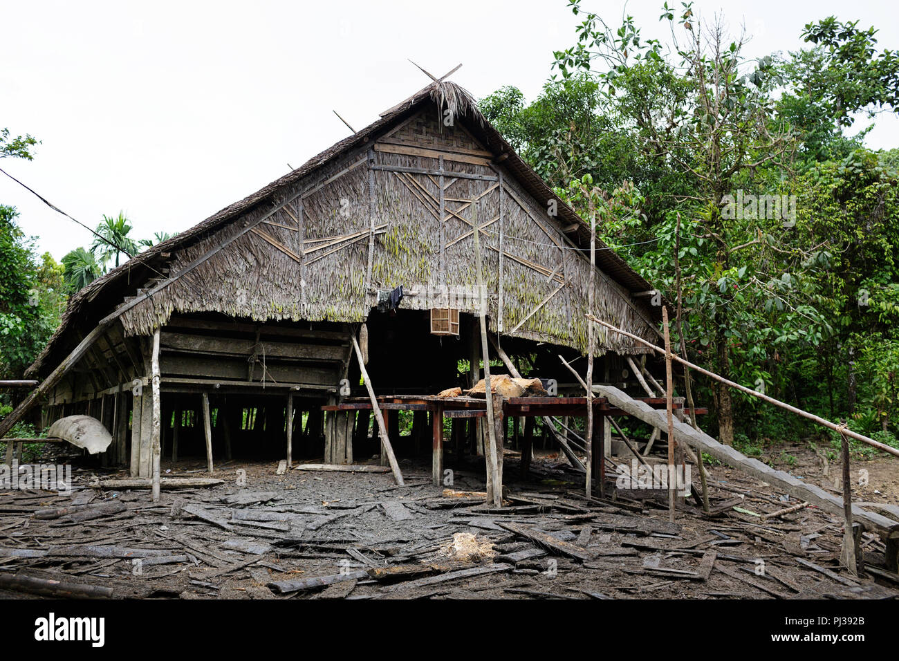 Traditional house of the Mentawai tribe, Siberut, West Sumatra, Indonesia Stock Photo