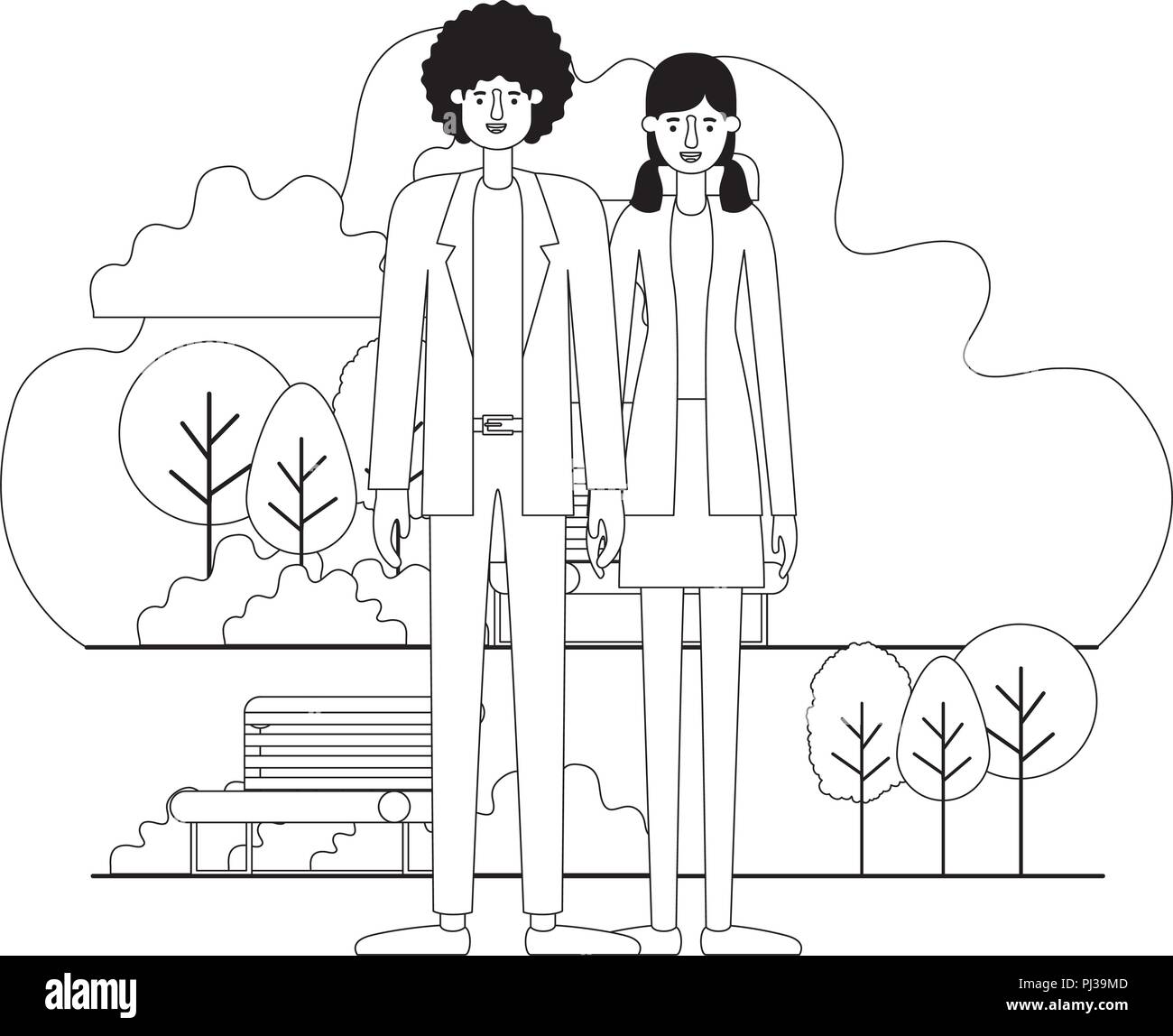 couple characters in the park scene Stock Vector Image & Art - Alamy