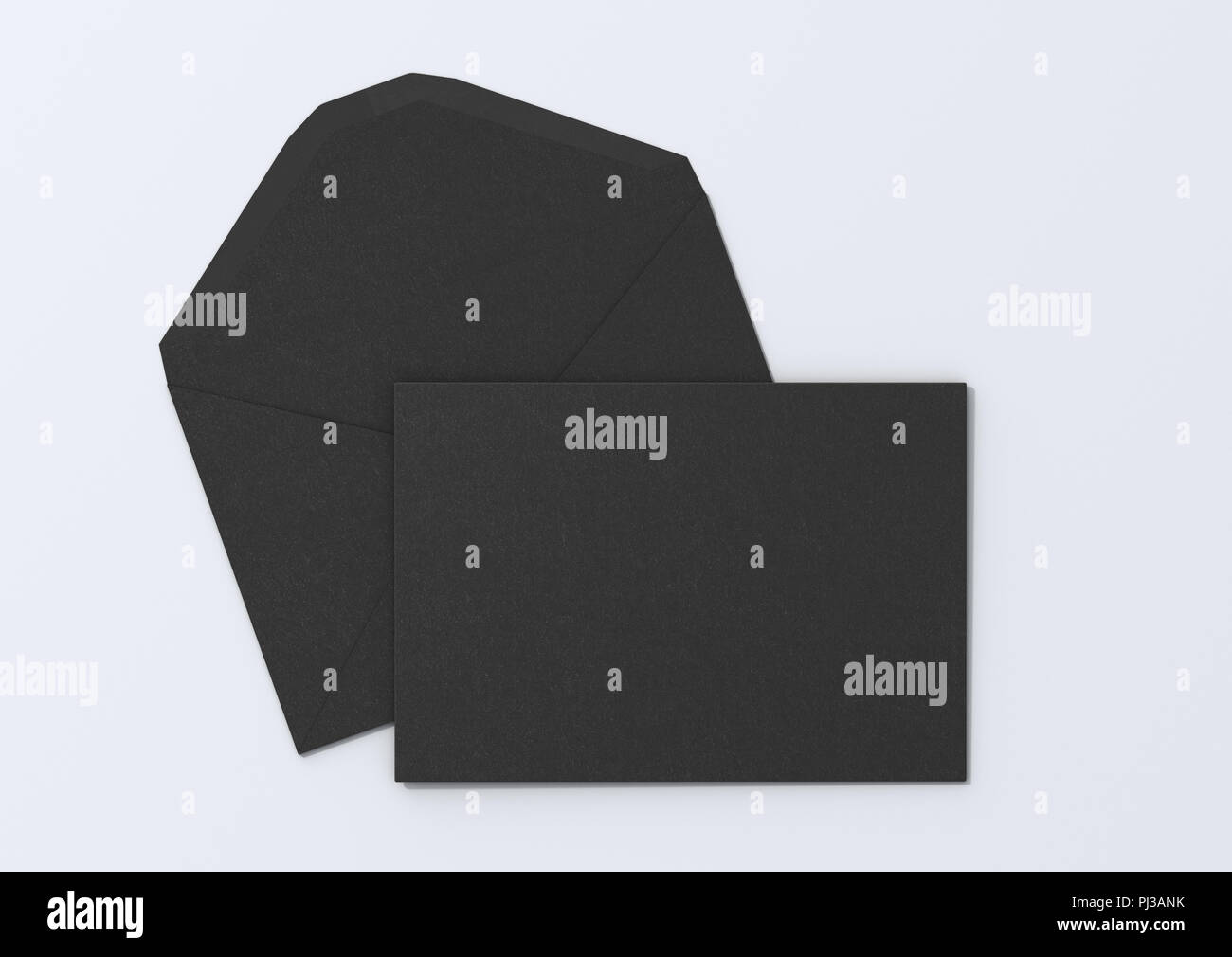 Black blank closed envelope on opened envelope on white background. 3d ...