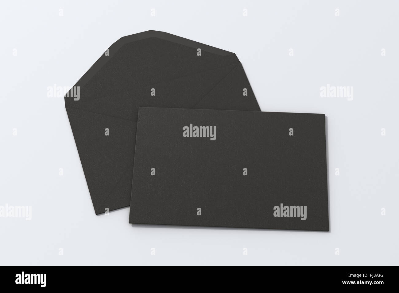 Black blank closed envelope on opened envelope on white background. 3d ...