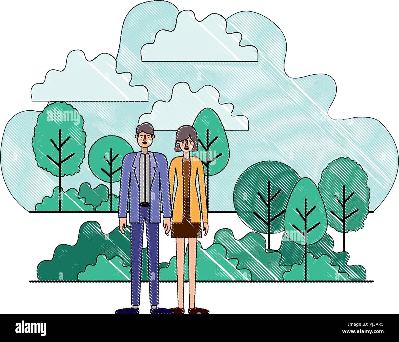 couple characters in camp scene Stock Vector Image & Art - Alamy