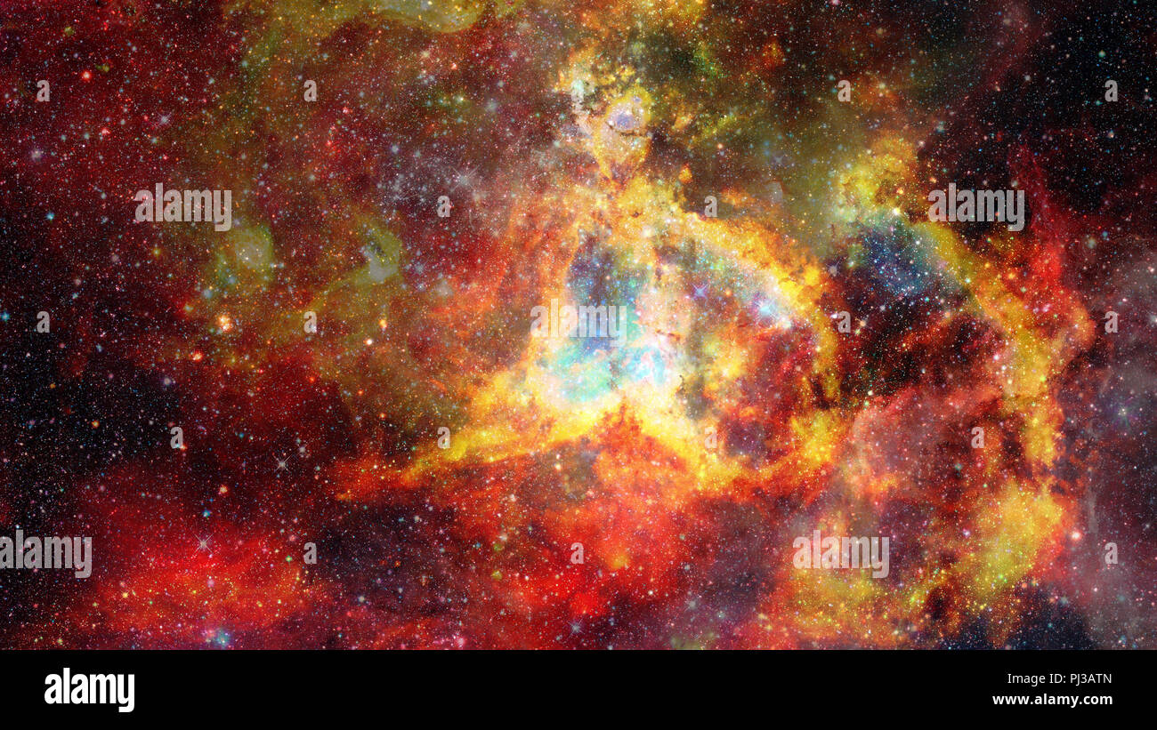 Supernova explosion with glowing nebula in the background. Elements of ...