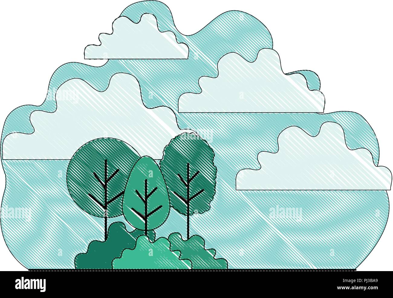 forest landscape with sky scene Stock Vector Image & Art - Alamy