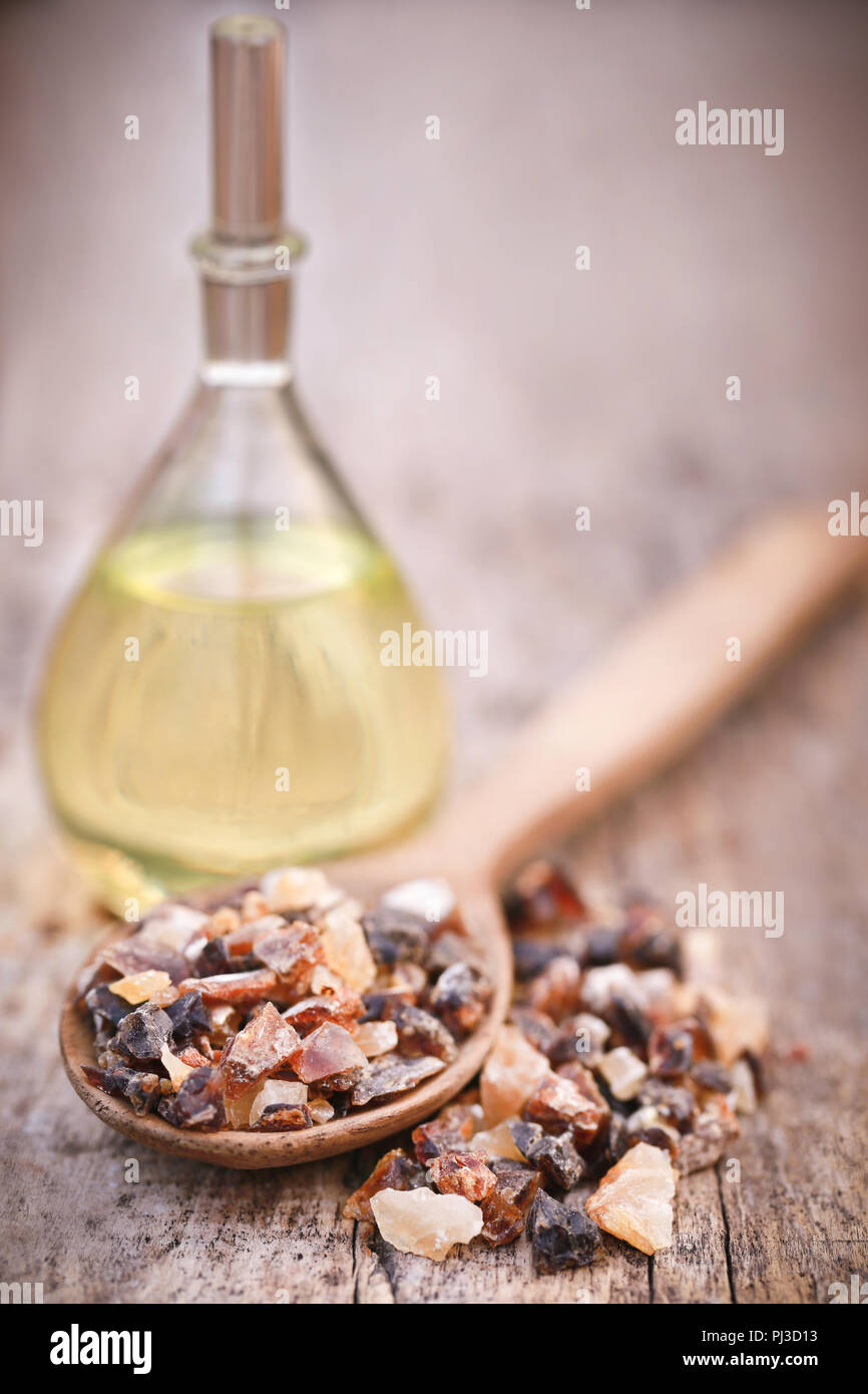Frankincense dhoop, a natural aromatic resin used in perfumes and incenses Stock Photo