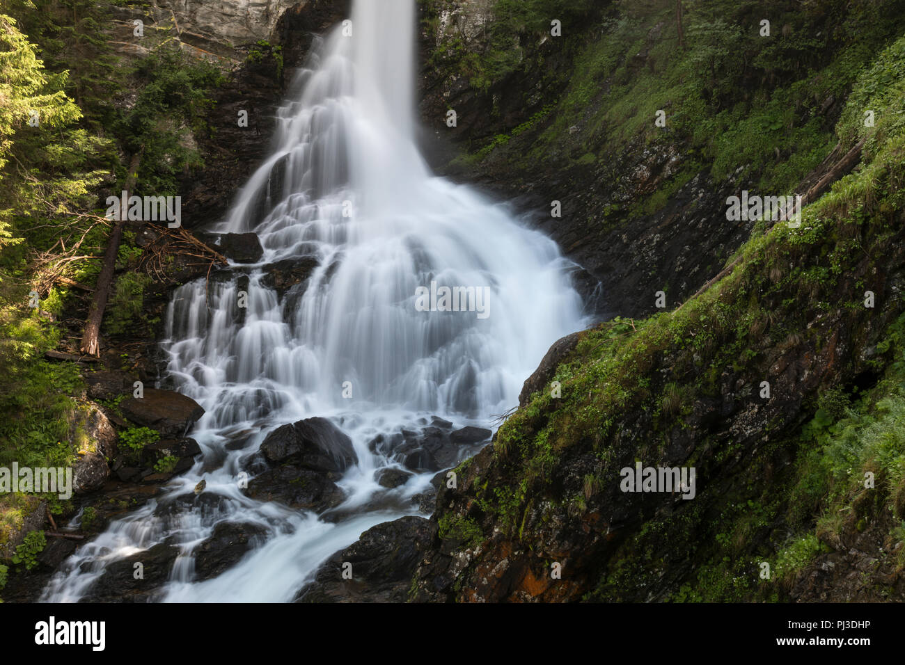 Big Waterfall in the Austrian Alps, Riesachfälle, Schladming, Untertal, Styria, Austria Stock Photo