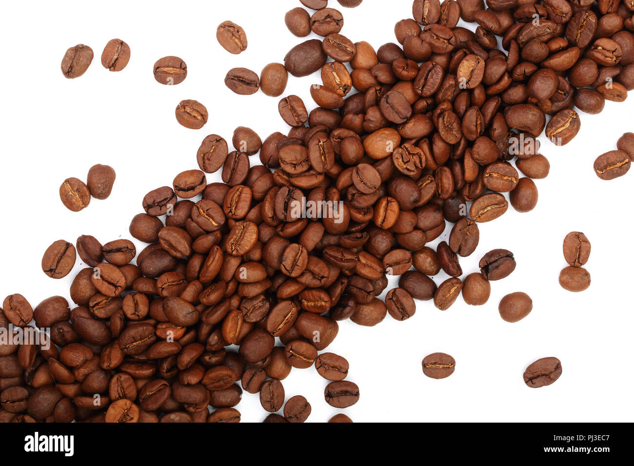 Coffee beans isolated on white background top view Stock Photo - Alamy