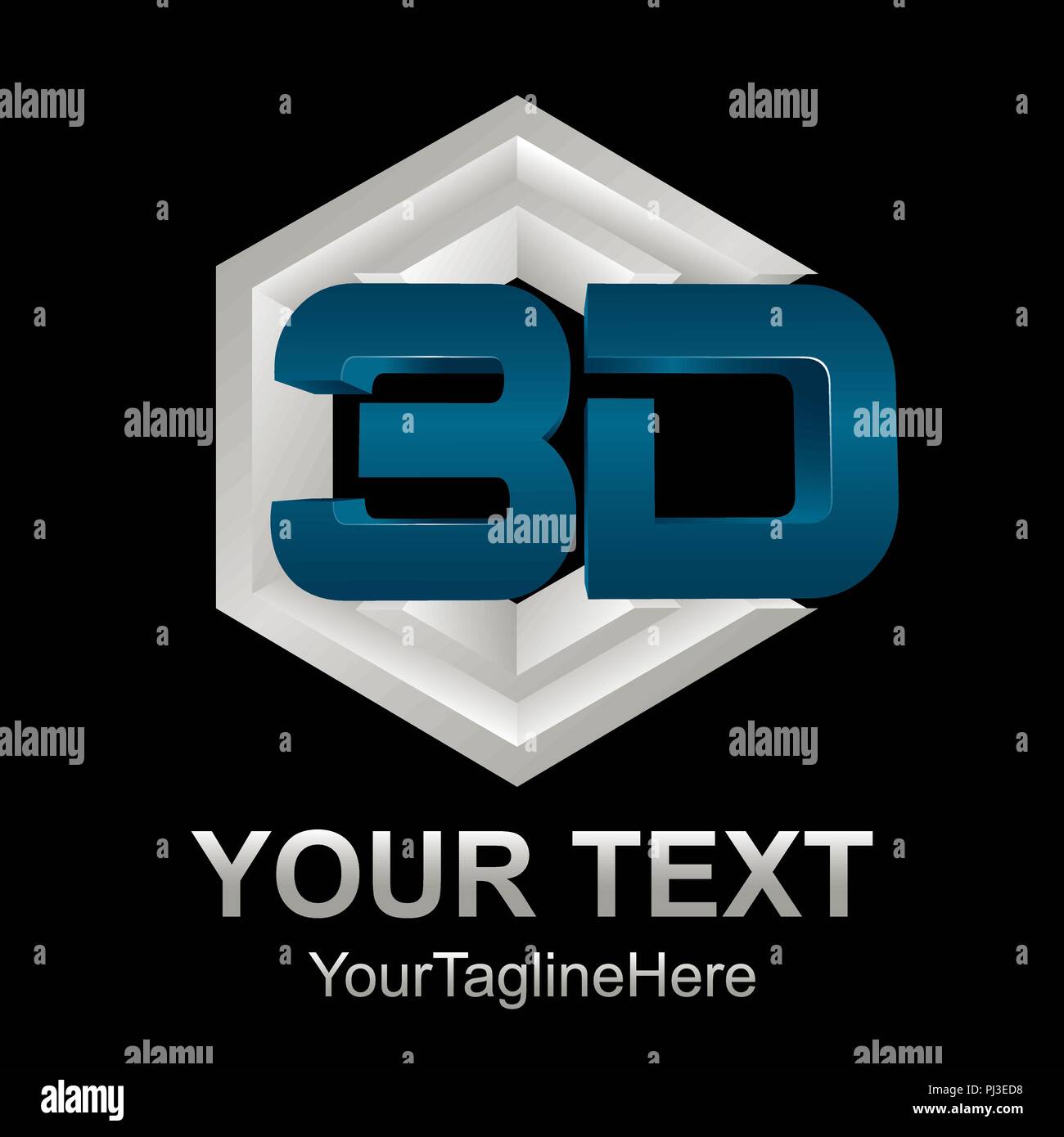 Abstract 3d text shape vector icon logo illustration. 3d shape ...