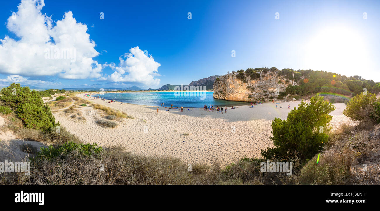 Amazing tropical sandy beach of Voidokilia, Peloponnese, Greece. Stock Photo
