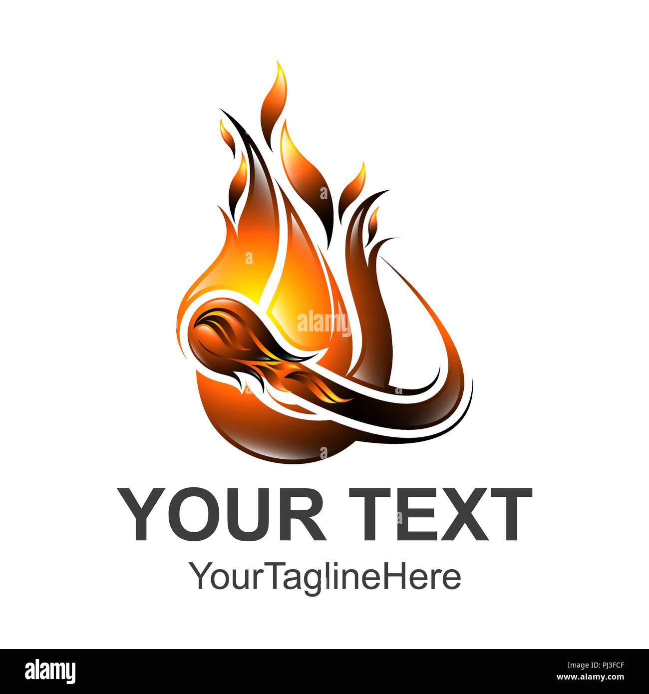 Fire logo Template. 3d Logo Template. Easy to edit, change size, color and text. Stock Vector