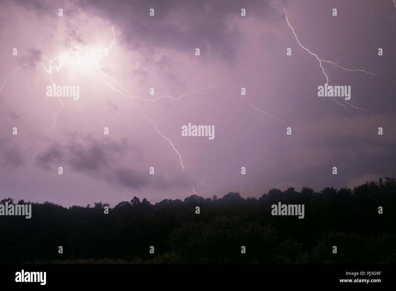 lightning above a mountain Stock Photo