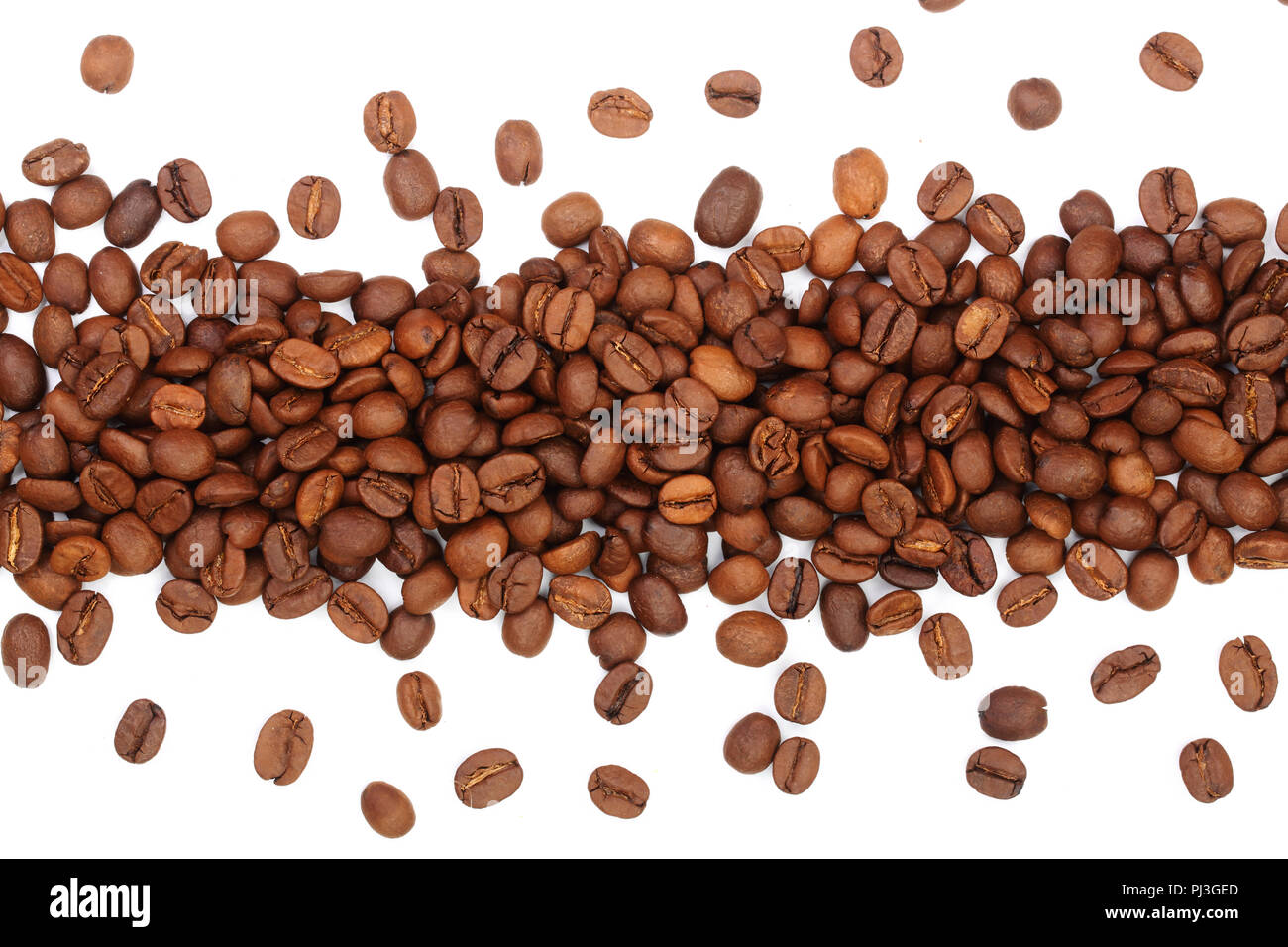 Coffee beans isolated on white background top view Stock Photo - Alamy