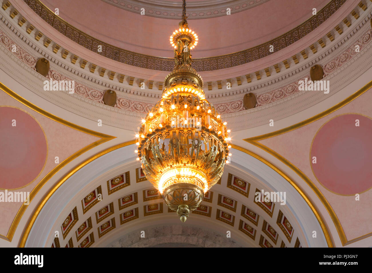 Tiffany chandelier, State Capitol Mall, Olympia, Washington Stock Photo