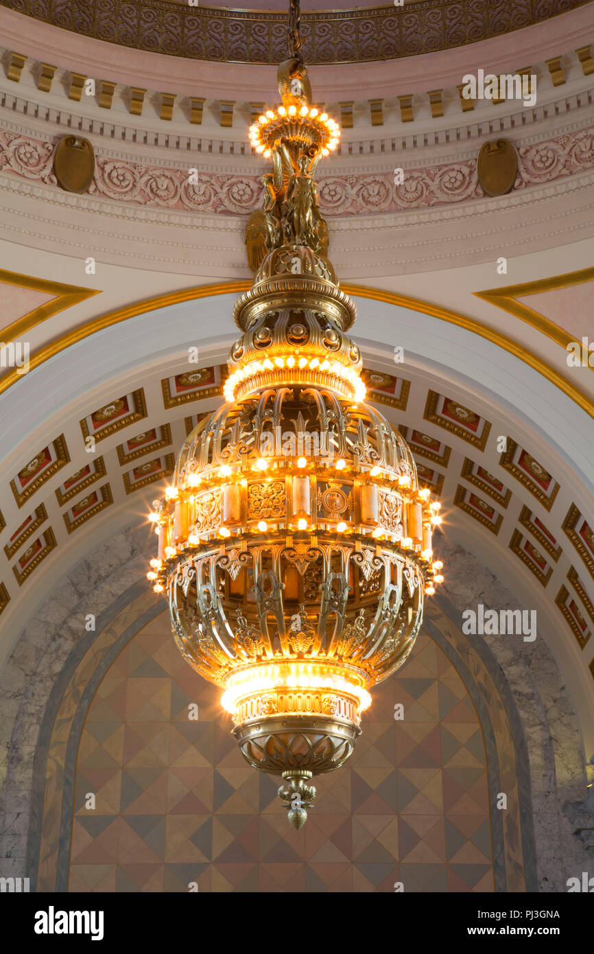 Tiffany chandelier, State Capitol Mall, Olympia, Washington Stock Photo