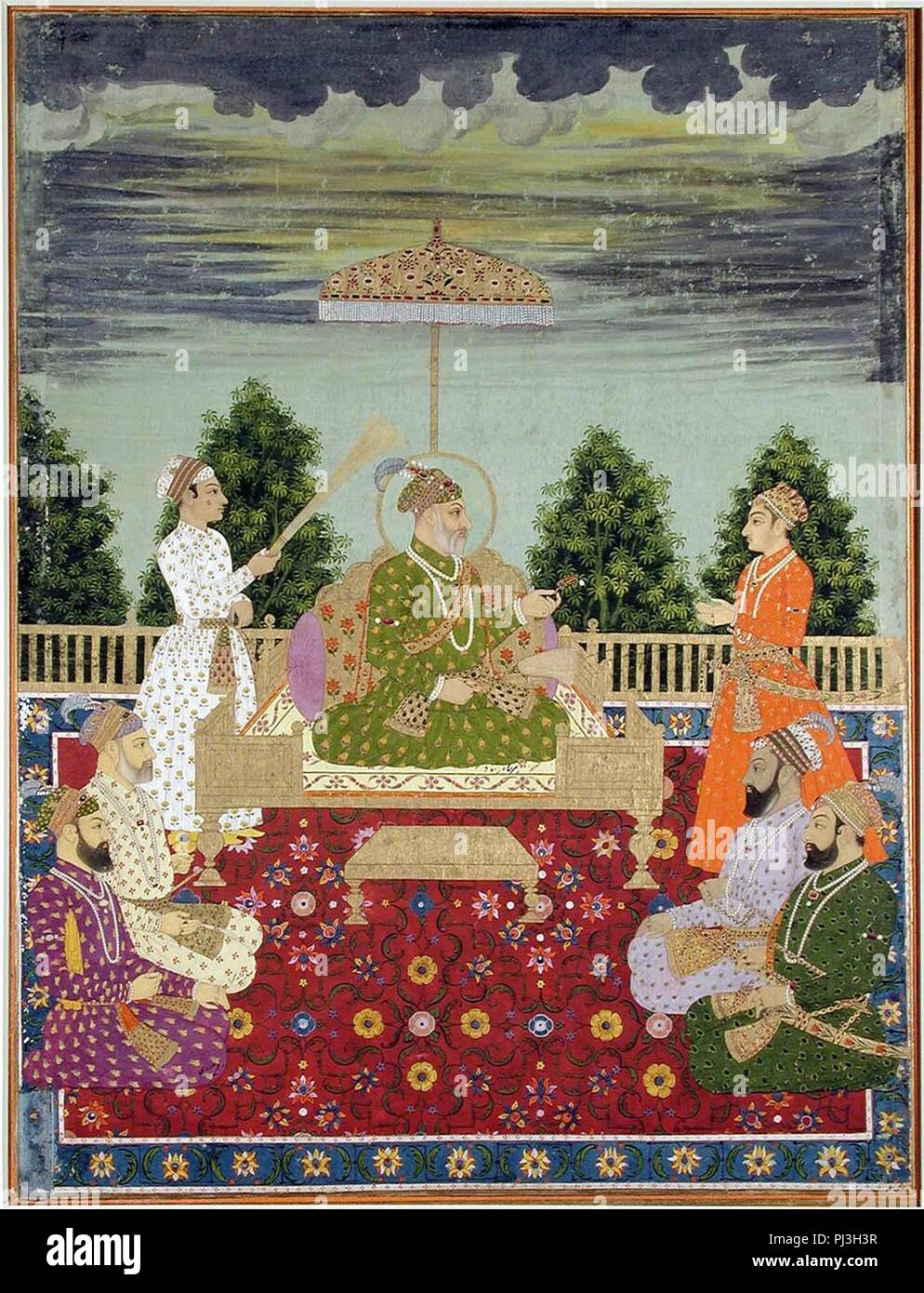 Bahadur Shah I with his sons handing a sarpech to a grandson, ca. 1710 ...