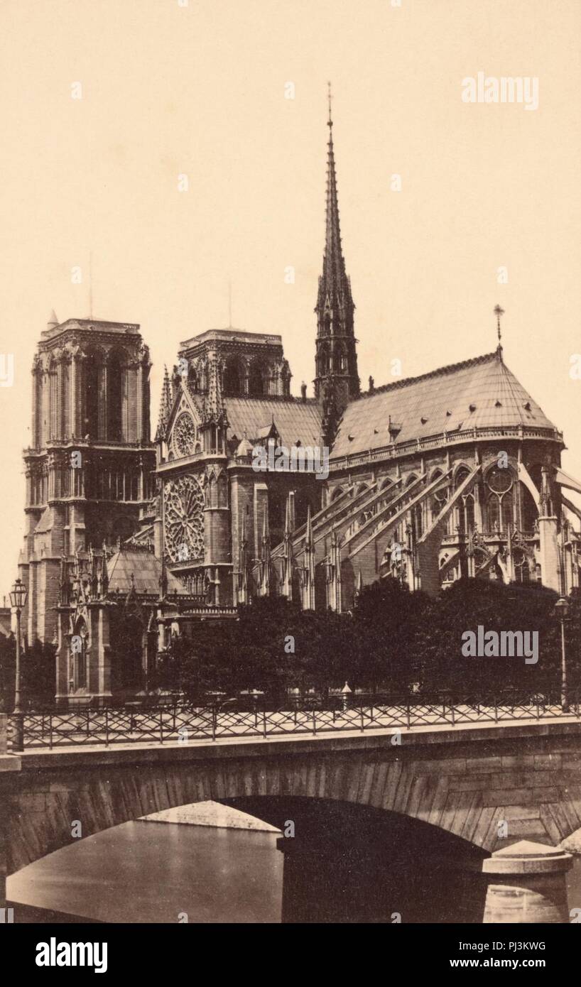 Baptiste Guerard, Views of Paris and Venice - Cathédrale Notre-Dame, ca. 1860–69. Stock Photo