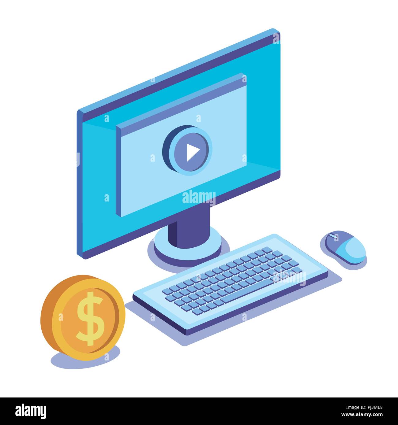 computer desktop with business icons Stock Vector Image & Art - Alamy
