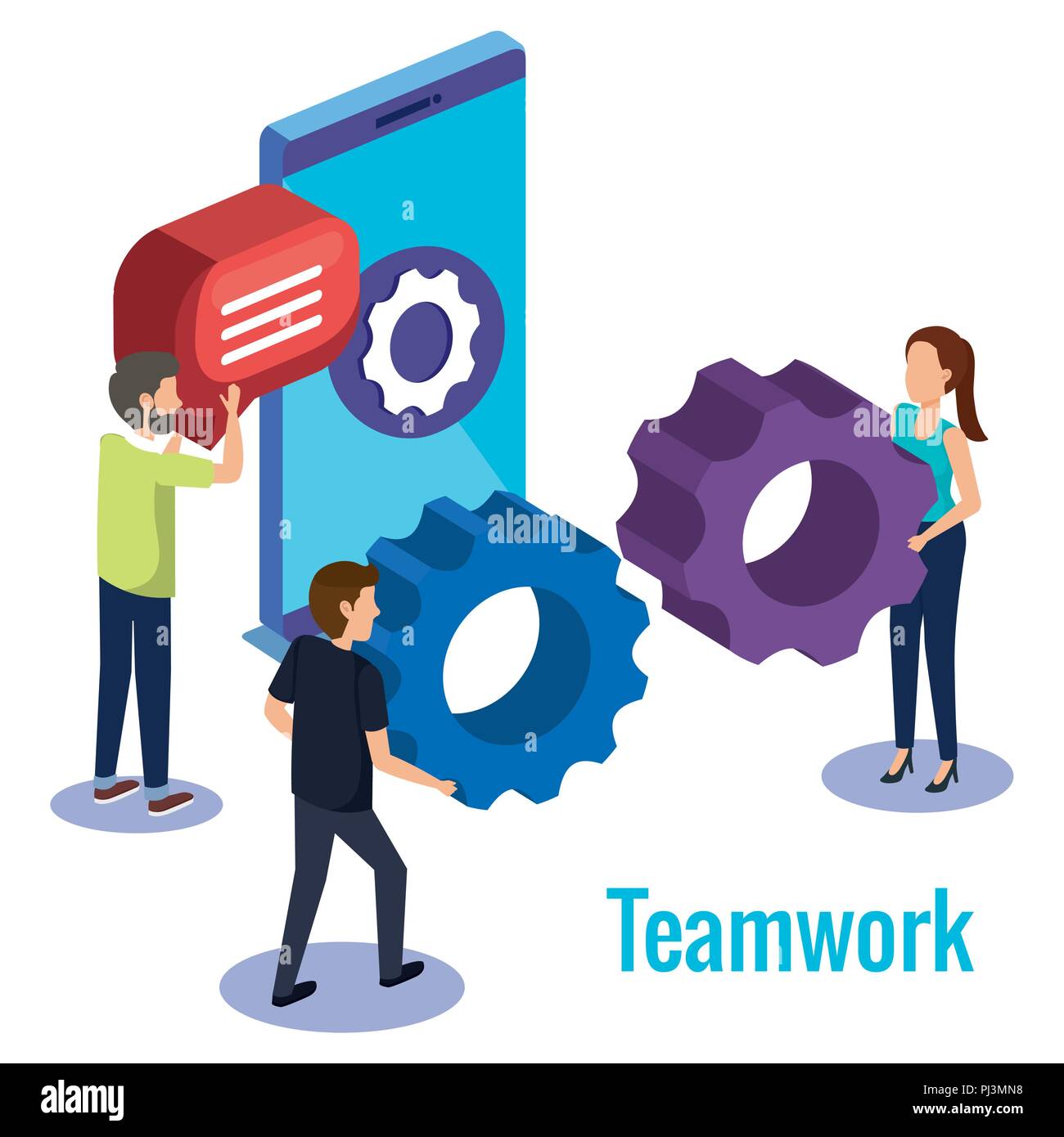 group of people teamwork with smartphone Stock Vector Image & Art - Alamy