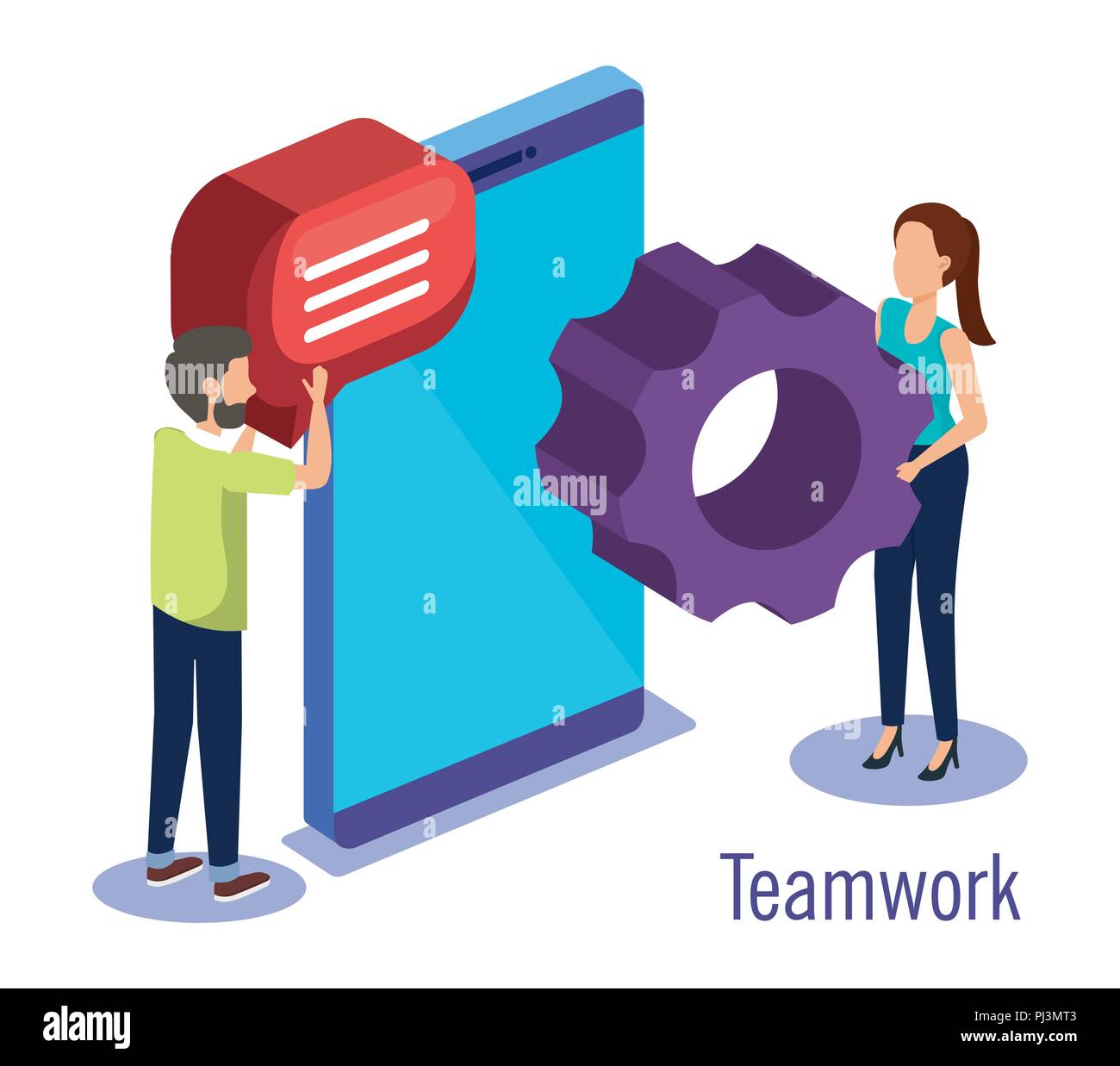 couple teamwork with smartphone Stock Vector Image & Art - Alamy