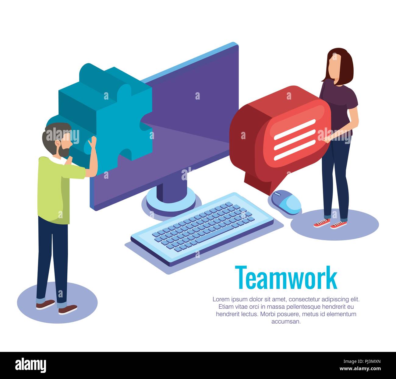 couple teamwork with desktop Stock Vector Image & Art - Alamy