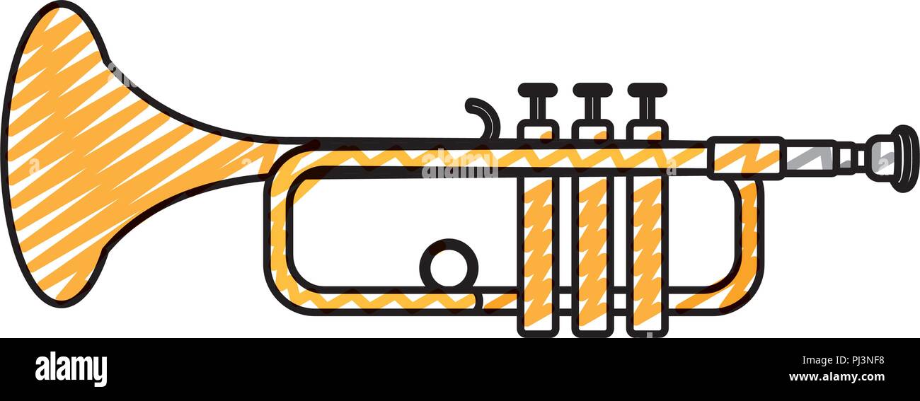 doodle music trumpet instrument artistic melody Stock Vector