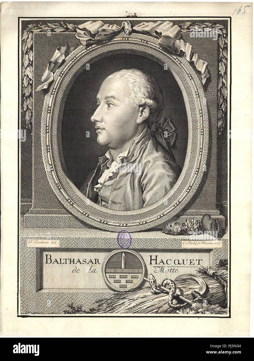 Balthasar Hacquet - Linderer, Kohl (1777) - copper engraving. Stock Photo