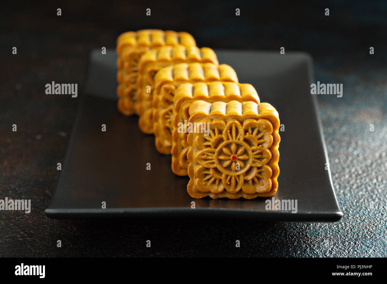 Traditional Chinese mooncakes for mid autumn festival with egg yolk ...