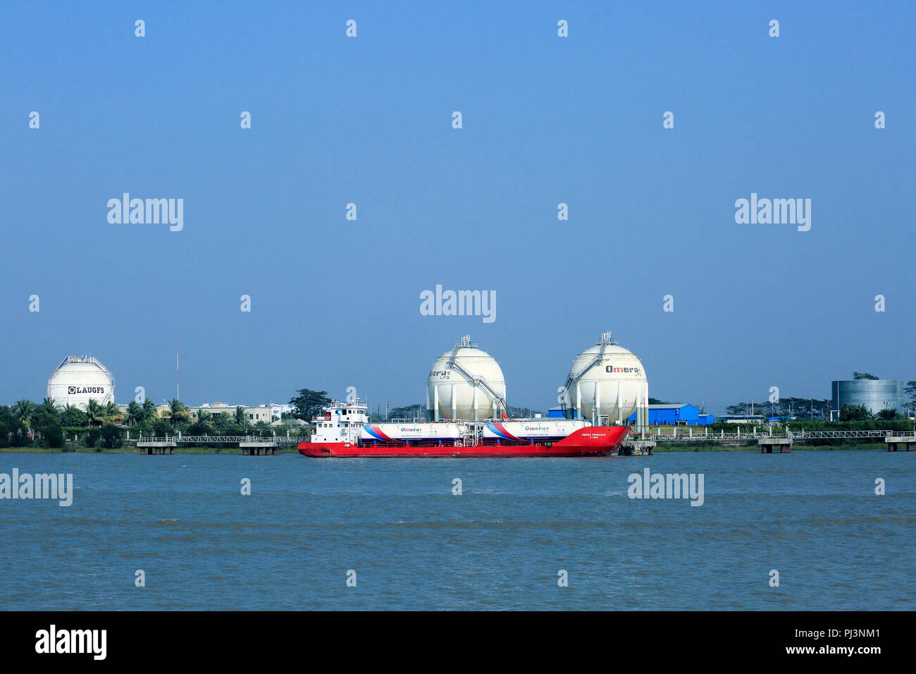 Omera LPG plant of Omera Gas One Ltd on the bank Pasur River. Mongla