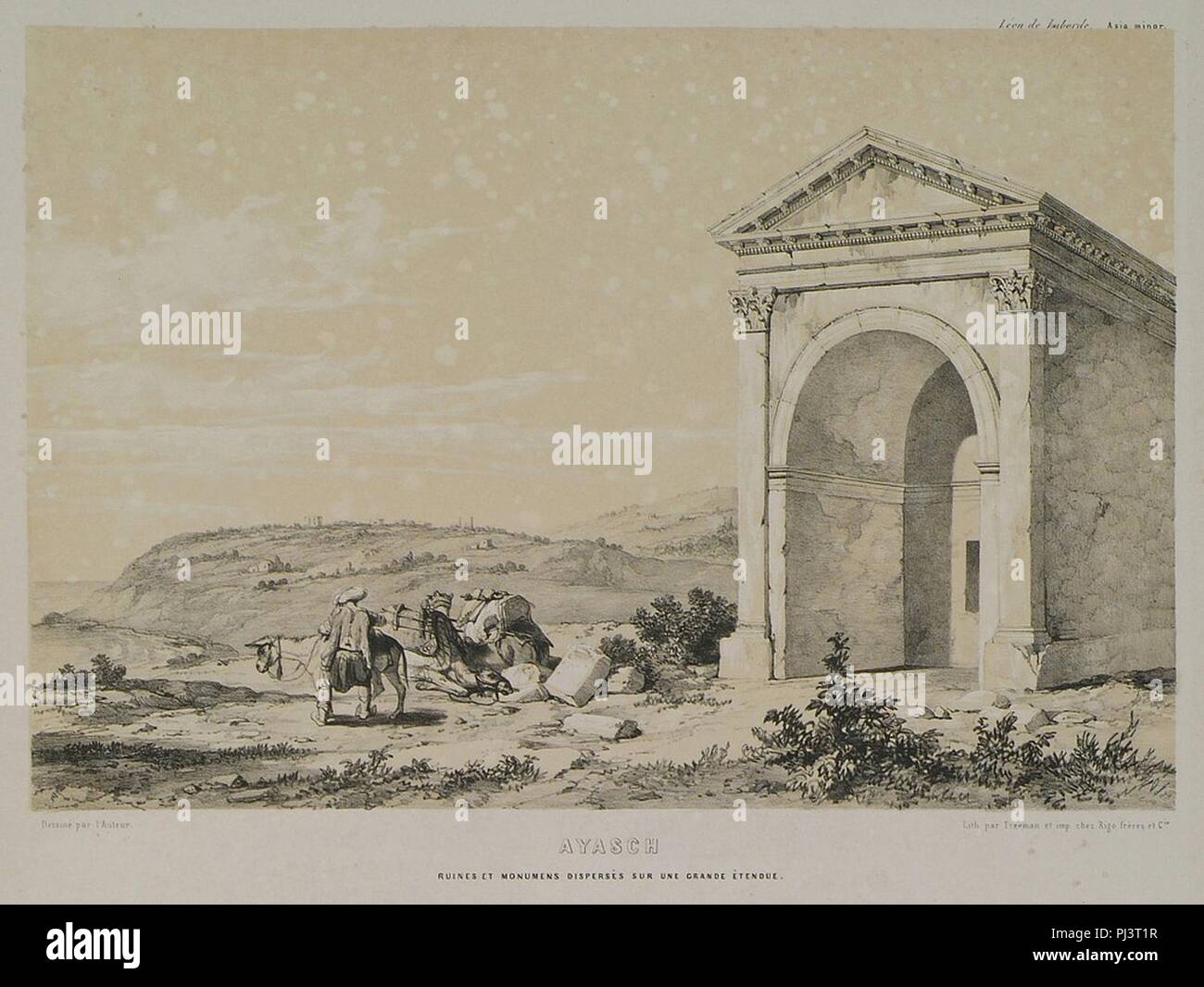 Ayasch Ruines et monuments dispersés sur une grande étendue - Laborde Léon Emmanuel Simon Joseph - 1838. Stock Photo