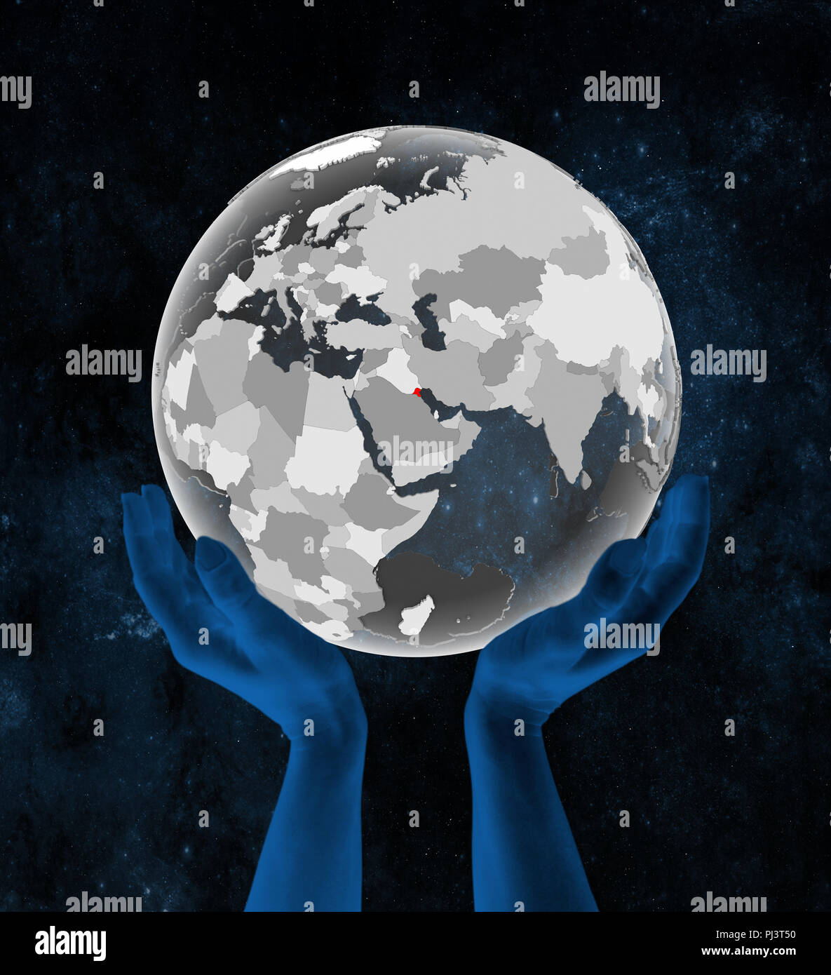 Flags world in globe hands hi-res stock photography and images - Alamy
