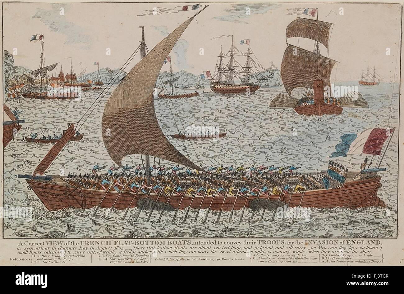 Barque à fond plat pour le projet de débarquement en Angleterre en 1803. Stock Photo