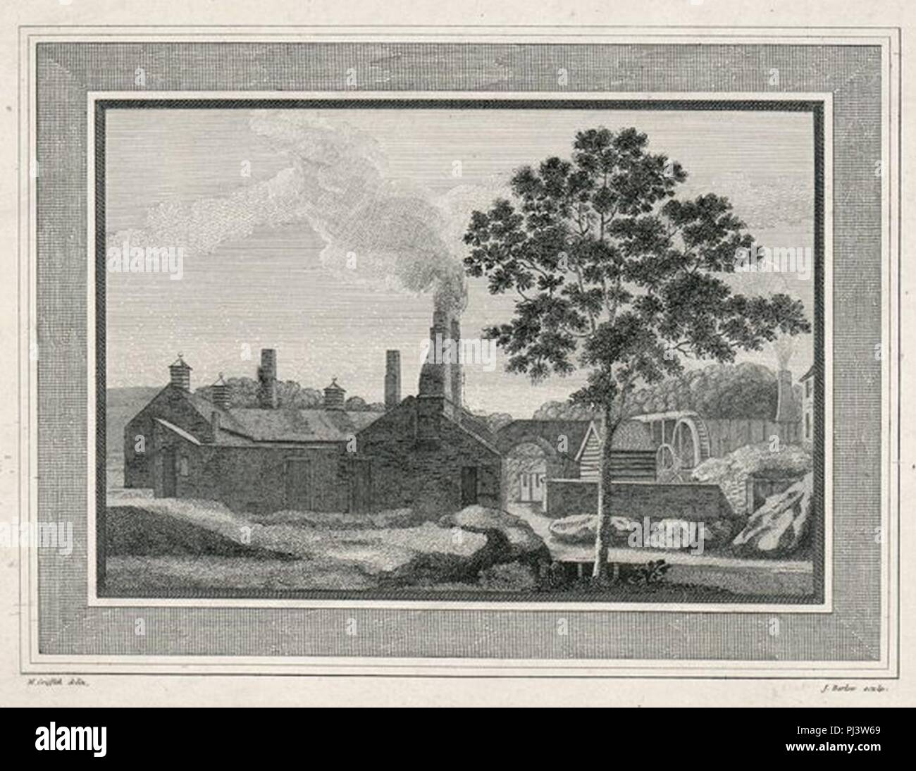 Bank side smelting works near Greenfield. Stock Photo