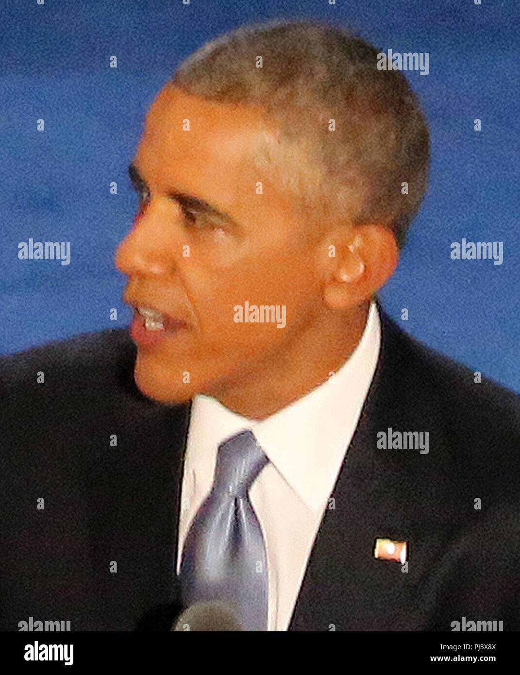 Barack Obama DNC July 2016 (cropped). Stock Photo