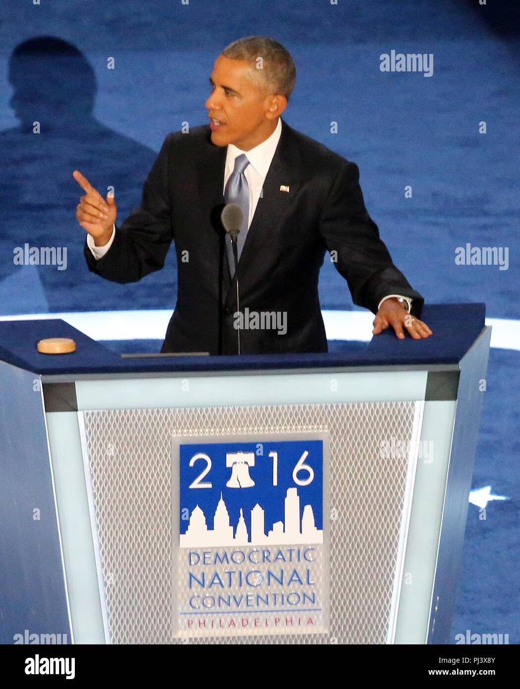 Barack Obama DNC July 2016 (cropped2). Stock Photo