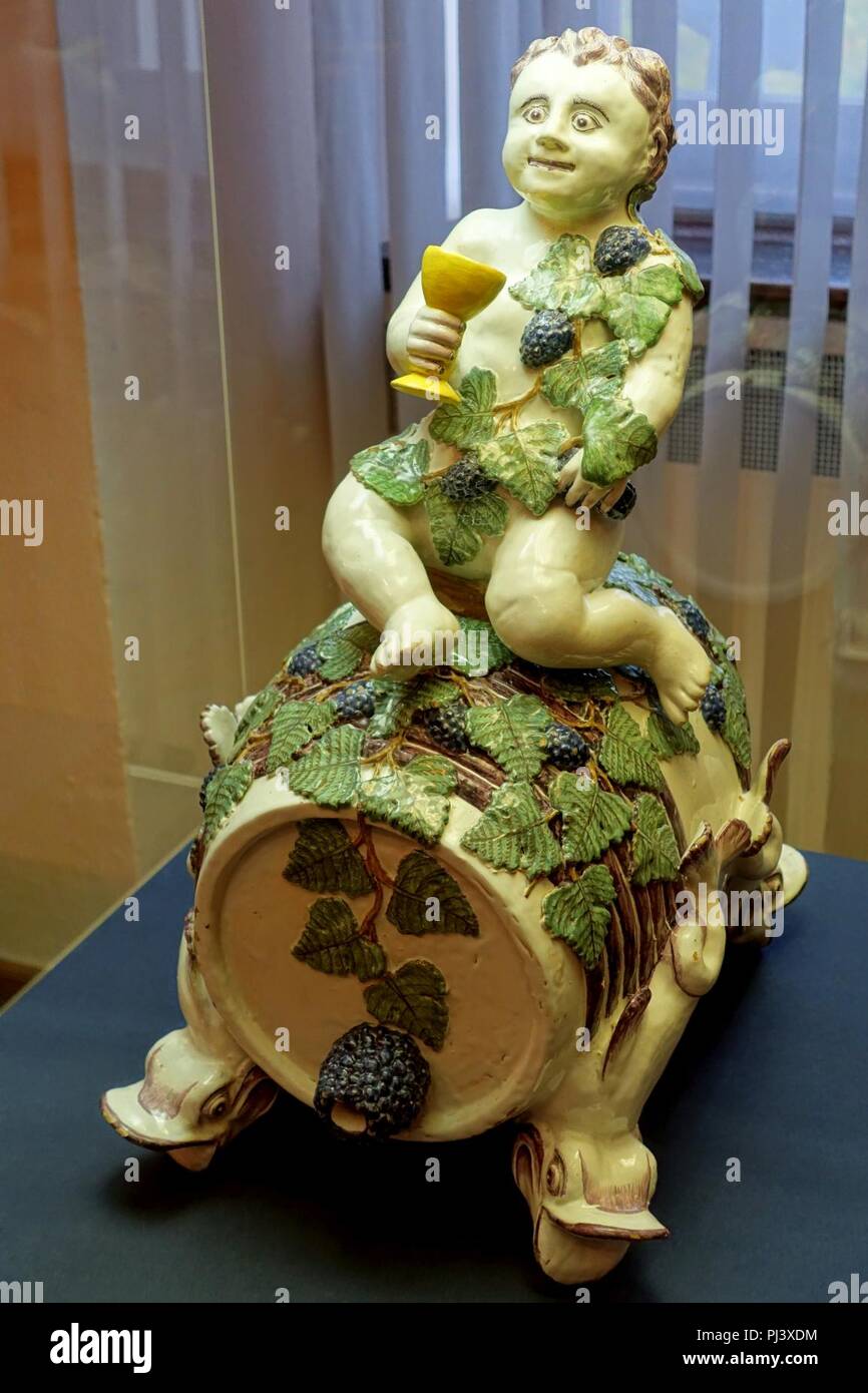 Barrel-rider for about 30 liters of wine, Fayence-Manufaktur Münden, c. 1760-1770, faience - Stock Photo