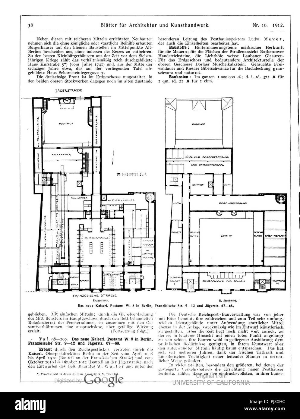 B kaiserl postamt französ str. 9-12 und jägerstr. 67-68 (blätter arch kunsthandw 25 (1912), S. 38. Stock Photo